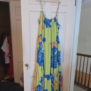 Floral Maxi Dress in Blue and Yellow